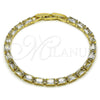 Pulsera Tennis 03.213.0345.07 Oro Laminado, Diseño de Baguette, con Blanca Zirconia Cubica, Pulido, Tono Dorado (04 MM Thickness, 8 Inches Length)