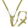 Rosario Fino 09.213.0052.18 Oro Laminado, Diseño de San Judas y Crucifijo, Pulido, Tono Dorado