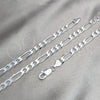 Gargantilla Basica 04.420.011.24 Plata Rodinada, Diseño de Figaro, Pulido, Tono Plateado (Calibre 180, Grosor 07 MM, 24 Pulgadas de Largo)