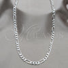 Gargantilla Basica 04.431.0001.20 Plata Rodinada, Diseño de Figaro, Diamantado, Tono Plateado (Calibre 150, Grosor 06.1 MM, 20 Pulgadas de Largo)