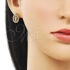 Arete Dormilona 02.156.0706 Oro Laminado, Diseño de San Judas, con Blanca Zirconia Cubica, Pulido, Tono Dorado