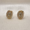 Arete Dormilona 02.156.0707 Oro Laminado, Diseño de Guadalupe y Corazón, con Blanca Micro Pave, Pulido, Tono Dorado