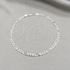 Tobillera Básica 03.431.0003.10 Plata Rodinada, Diseño de Figaro, Diamantado, Tono Plateado (Calibre 100, Grosor 04 MM, 10 Pulgadas de Largo)