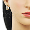 Argolla Huggie 02.195.0354.16 Oro Laminado, con Blanca Micro Pave, Pulido, Tono Dorado
