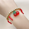 Pulsera Elegante 03.417.0010.08 Oro Laminado, Diseño de Cereza y Chili, con Granate Cristal, Esmaltado Rojo, Tono Dorado (06 MM Thickness, 8 Inches Length)