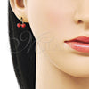 Arete Dormilona 02.417.0010 Oro Laminado, Diseño de Cereza, Esmaltado Rojo, Tono Dorado