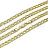 Gargantilla Basica 04.213.0340.24 Oro Laminado, Diseño de Cubana Pave, Diamantado, Tono Dorado (Thickness, 24 Inches Length)