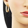 Argolla Huggie 02.210.0056.16.30 Oro Laminado, con Rosado Zirconia Cubica and Blanca Micro Pave, Pulido, Tono Dorado