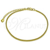 Tobillera Básica 03.213.0349.10 Oro Laminado, Pulido, Tono Dorado (02 MM Thickness, 10 Inches Length)