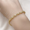 Pulsera Elegante 03.213.0234.08 Oro Laminado, Diseño de Puff Mariner, Pulido, Tono Dorado (06 MM Thickness, 8 Inches Length)