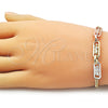 Pulsera Elegante 03.411.0079.07 Oro Laminado, Diseño de San Judas y Miami Cubana, Pulido, Tres Tonos (Thickness, 7 Inches Length)
