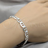 Pulsera Básica 03.433.0012.08 Plata Rodinada, Diseño de Mariner, Pulido, Tono Plateado (Calibre 200, Grosor 09.1 MM, 8 Pulgadas de Largo)