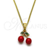 Collares con Dije 04.284.0061.18 Oro Laminado, Diseño de Cereza, Esmaltado Rojo, Tono Dorado (Thickness, 18 Inches Length)