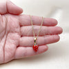 Collares con Dije 04.284.0062.18 Oro Laminado, Diseño de Fresa, Esmaltado Rojo, Tono Dorado (Thickness, 18 Inches Length)