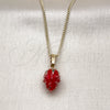 Collares con Dije 04.284.0062.18 Oro Laminado, Diseño de Fresa, Esmaltado Rojo, Tono Dorado (Thickness, 18 Inches Length)