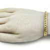 Pulsera Básica 03.278.0015.1.09 Acero Inoxidable, Diseño de Cubana, Pulido, Tono Dorado (Thickness, 9 Inches Length)