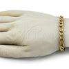 Pulsera Básica 03.257.0003.09 Acero Inoxidable, Diseño de Pave Figaro, Diamantado, Tono Dorado (Thickness, 9 Inches Length)