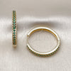 Argolla Huggie 02.195.0300.4.30 Oro Laminado, con Verde Zirconia Cubica, Pulido, Tono Dorado