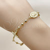 Pulsera Elegante 03.213.0350.08 Oro Laminado, Diseño de Guadalupe y Cruz, Pulido, Tono Dorado (Grosor 04 MM, 8 Pulgadas de Largo)