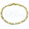 Pulsera Básica 03.213.0351.08 Oro Laminado, Diseño de Mariner, Pulido, Tres Tonos (Grosor 04 MM, 8 Pulgadas de Largo)