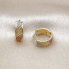 Argolla Huggie 02.156.0724.15 Oro Laminado, Diamantado, Tres Tonos