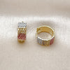 Argolla Huggie 02.156.0728.15 Oro Laminado, Diamantado, Tres Tonos