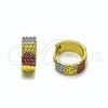 Argolla Huggie 02.156.0728.15 Oro Laminado, Diamantado, Tres Tonos