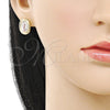 Arete Dormilona 02.196.0216 Oro Laminado, Diseño de Guadalupe, Pulido, Tres Tonos