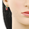Arete Dormilona 02.196.0217 Oro Laminado, Diseño de Guadalupe, Pulido, Tres Tonos