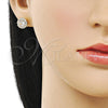 Arete Dormilona 02.195.0365 Oro Laminado, Diseño de Cluster, con Blanca Zirconia Cubica, Pulido, Tono Dorado