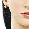 Arete Dormilona 02.163.0385 Oro Laminado, Diseño de Corazón, Diamantado, Tono Dorado