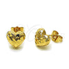 Arete Dormilona 02.163.0385 Oro Laminado, Diseño de Corazón, Diamantado, Tono Dorado