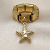 Anillo Multi Piedra 01.341.0164 Acero Inoxidable, Diseño de Estrella y Concha, con Blanca Micro Pave, Pulido, Tono Dorado (One size fits all)