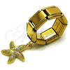 Anillo Multi Piedra 01.341.0164 Acero Inoxidable, Diseño de Estrella y Concha, con Blanca Micro Pave, Pulido, Tono Dorado (One size fits all)