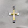 Dije Religioso 05.63.1211 Acero Inoxidable, Diseño de Cruz, con Blanca Zirconia Cubica, Pulido, Tono Plateado