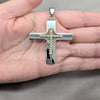 Dije Religioso 05.63.1212 Acero Inoxidable, Diseño de Cruz, con Blanca Cristal, Pulido, Tono Plateado