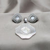 Juego de Arete y Dije de Adulto 10.63.0623 Acero Inoxidable, Diseño de Trébol de Cuatro Hojas, Esmaltado Blanco, Tono Plateado