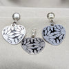 Juego de Arete y Dije de Adulto 10.63.0628 Acero Inoxidable, Diseño de Corazón y Flor, Pulido Blanco, Tono Plateado