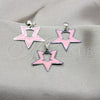 Juego de Arete y Dije de Adulto 10.63.0643 Acero Inoxidable, Diseño de Estrella, Esmaltado Rosado, Tono Plateado