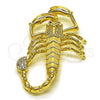 Dije Religioso 05.120.0097 Oro Laminado, Diseño de Escorpión, con Blanca and Rubi Zirconia Cubica, Pulido, Tono Dorado