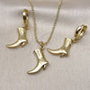 Juego de Arete y Dije de Adulto 10.341.0016 Oro Laminado, Diseño de Zapato, Pulido, Tono Dorado