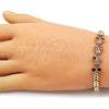Pulsera Elegante 03.283.0480.07 Oro Laminado, con Blanca Zirconia Cubica and Rubi Micro Pave, Pulido, Tono Dorado (10 MM Thickness, 8 Inches Length)