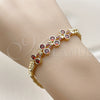 Pulsera Elegante 03.283.0480.07 Oro Laminado, con Blanca Zirconia Cubica and Rubi Micro Pave, Pulido, Tono Dorado (10 MM Thickness, 8 Inches Length)