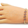 Pulsera Elegante 03.283.0481.07 Oro Laminado, Diseño de Cereza, con Rubi Micro Pave, Pulido, Tono Dorado (Thickness, 8 Inches Length)