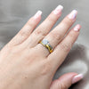 Anillo Elegante 01.63.0660.10 Acero Inoxidable, con Blanca Zirconia Cubica, Pulido, Tono Dorado (Size 10)