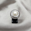 Anillo Elegante 01.63.0664.10 Acero Inoxidable, con Blanca Perla, Pulido, Tono Plateado (Size 10)