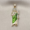 Dije Religioso 05.210.0015 Oro Laminado, Diseño de San Judas, Pulido, Tres Tonos