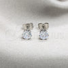 Arete Dormilona 02.63.2850 Acero Inoxidable, con Blanca Zirconia Cubica, Mate, Tono Plateado