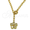 Gargantilla Elegante 04.63.1439.20 Oro Laminado, Diseño de Flor, con Blanca Zirconia Cubica, Pulido, Tono Dorado (Thickness, 20 Inches Length)
