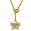 Gargantilla Elegante 04.63.1441.20 Oro Laminado, Diseño de Flor, con Blanca Zirconia Cubica, Pulido, Tono Dorado (Thickness, 20 Inches Length)